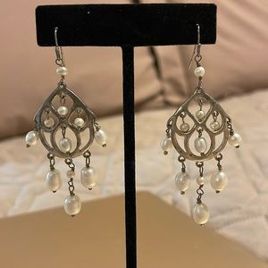 WHBM Silver Artisan Pearl Dangles